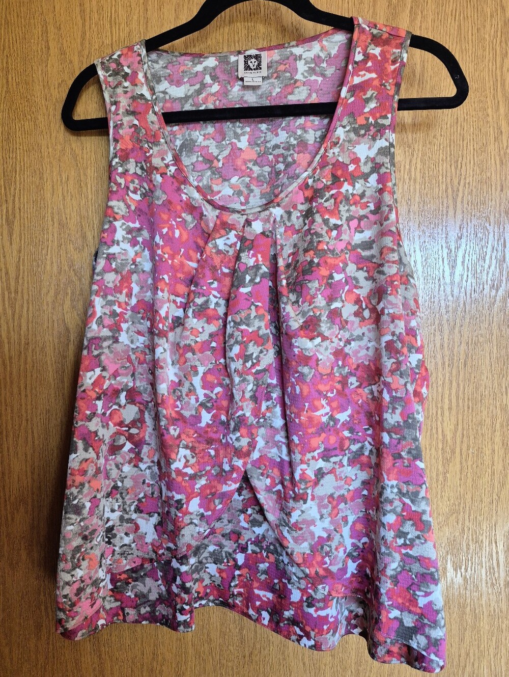 Anne Klein Unique Pink And Taupe Pleated Tulip 3 Part Style Blouse